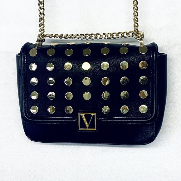 Victorias Secret Small Purse Black Gold Dot Stud Chain Crossbody Shoulder Purse - Picture 6 of 12